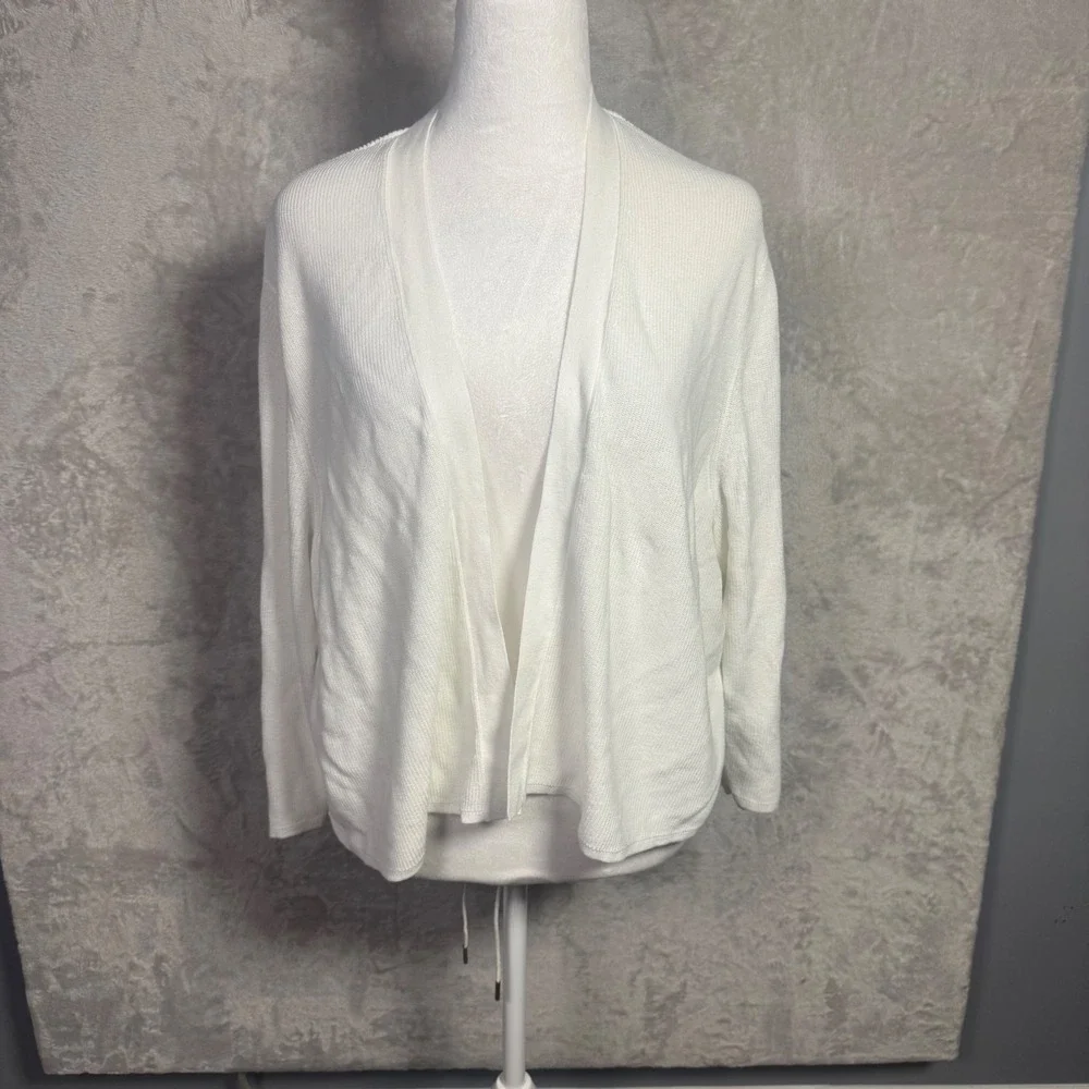 NWT J Jill Womens Open Front Knit Cardigan Sweater‎ 3X White Lightweight